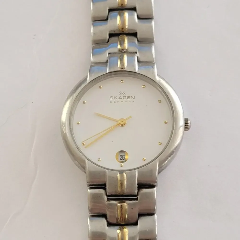 Skagen Womens Watch White Dial Silver Case Stainless Bracelet Quartz Analog